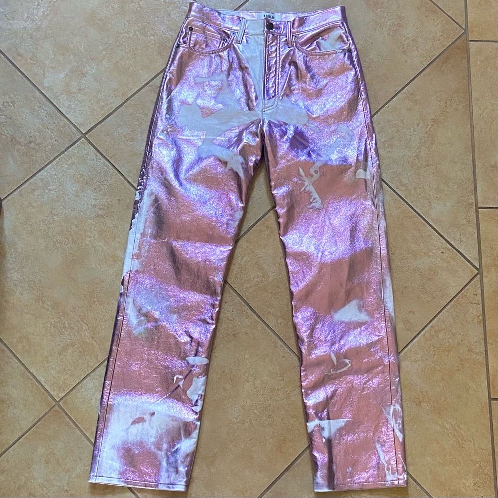 rare agolde sample pants 90s pinch pink metallic